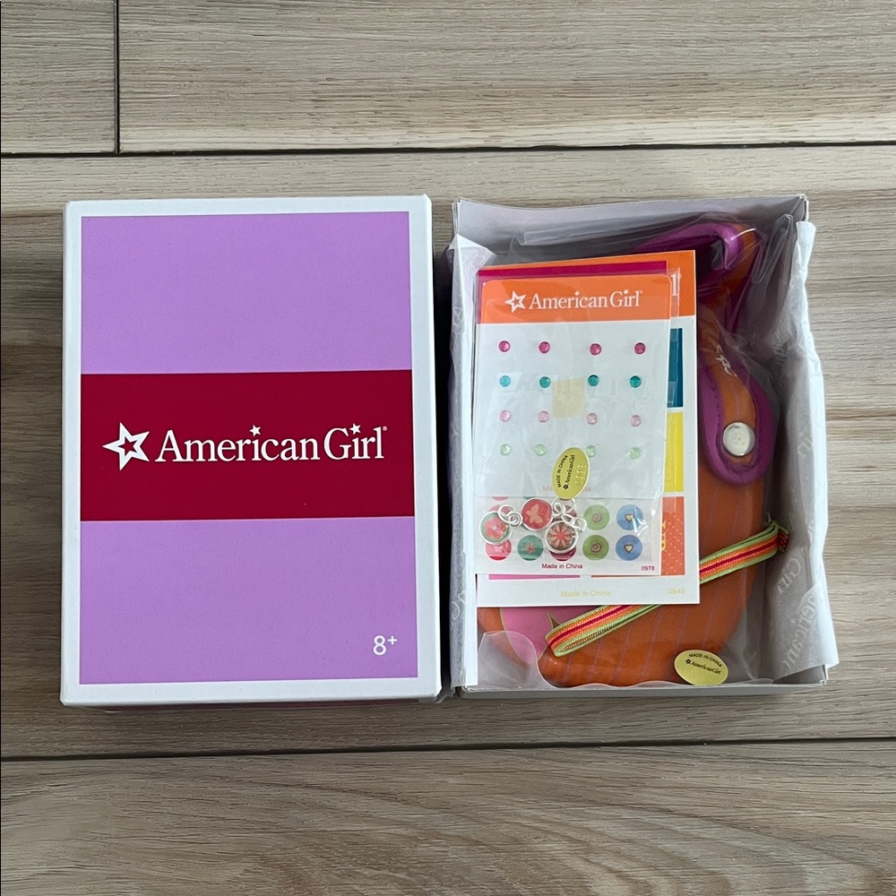 American Girl Orange Purse and Purple Strap Accessory Set